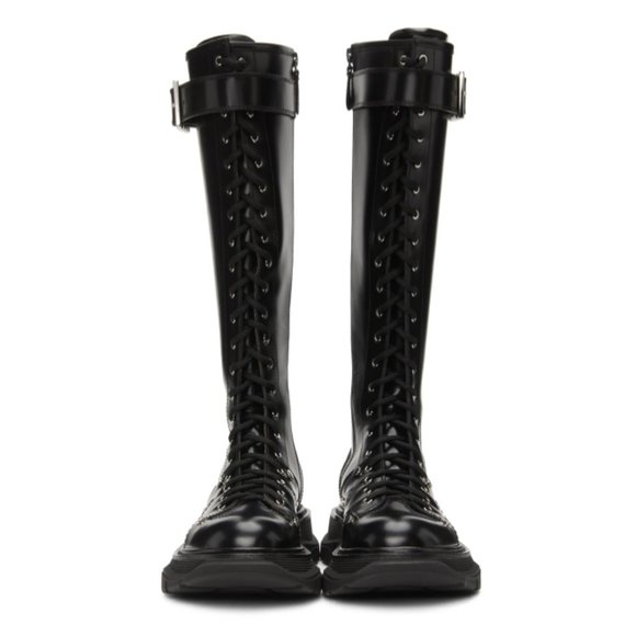 New Authentic ALEXANDER MCQUEEN Tread Slick Lace-Up Tall Boots - Picture 2 of 16